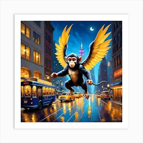 Monkey In The City Art Print