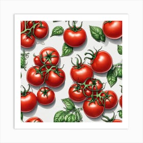 Red Tomatoes On A White Background 1 Art Print