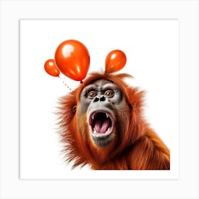 Orangutan With Balloons 3 Art Print