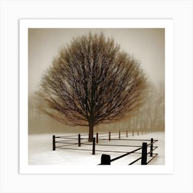 Tree In The Snow Canvas Print Art Print