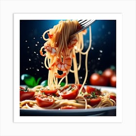 Spaghetti With Shrimp And Tomatoes Art Print