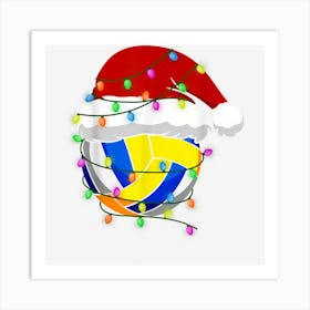 Funny Christmas Santa Hat Volleyball Sport Xmas Boys Men Art Print