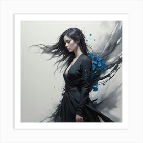 Woman With Long Black Hair 2 Art Print