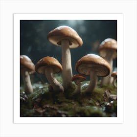 Mushrooms In The Forest 34 Art Print