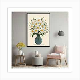 Default Daisy Flowers Vase Living Room Art Print 0 Art Print