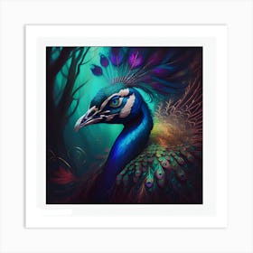 Peacock AI Image Art Print