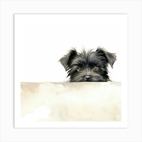 Dog Peeking Over A Wall Art Print