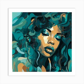 Woman With Curly Hair 7 Art Print