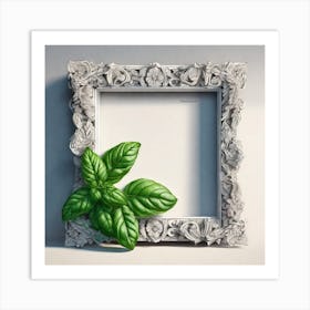 Picture Frame With A Basil Leaf Art Print