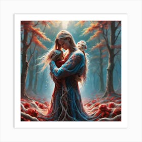 Mother And Child In The Forest 2 Art Print