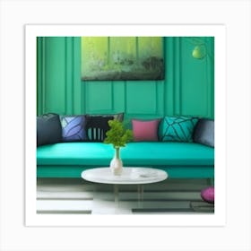 Turquoise Living Room Art Print
