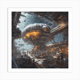 732943 A Space Station, With Spaceships Coming And Going, Xl 1024 V1 0 Art Print