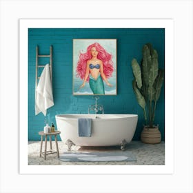 Amber Pink Haired Mermaid Bathroom Art Print Illus 8s3egsges4mggky72nbjcw Paz39uhvqgqsrq4ltobycw Art Print