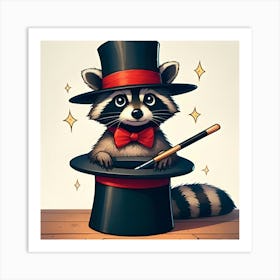 A Sneaky Raccoon With A Magician’S Hat That’S Alive 4 Art Print