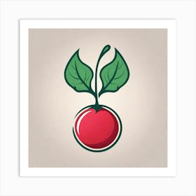 Cherry With Leaves Art Print