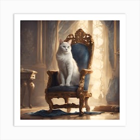  Cat Sitting On A Royal Chair Art Print