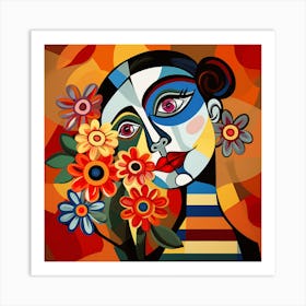 Woman With Flowers 4 Art Print