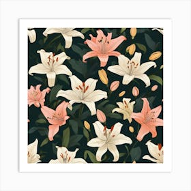 Flowers of Lilies, Vector art 1 Art Print