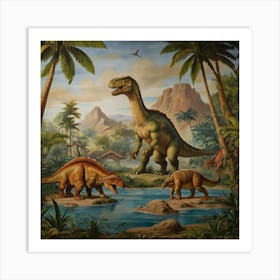 Dinosaurs In The Jungle 3 Art Print