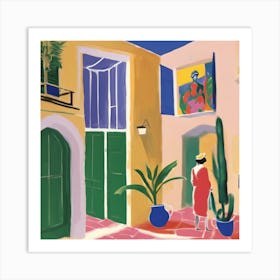 Of A Woman In A Courtyard Art Print