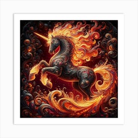 Unicorn On Fire 1 Art Print