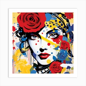 Lady With Roses Art Print