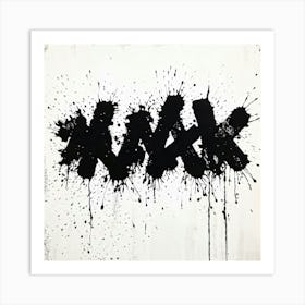 Charcoal Hand Splattering Black Ink Across A White Banner Creative Grunge Style Rough Brushstrokes (1) Art Print