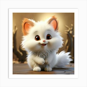 Cute White Cat 6 Art Print