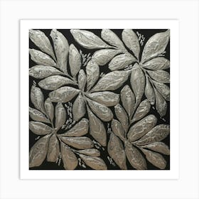 Leaves On A Black Background Art Print