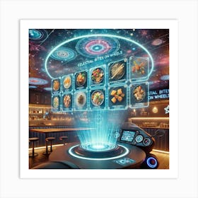 A Futuristic Overhead Holographic Display Showcasi Art Print