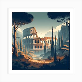 Colosseum In An Enchanted Forest 9 Art Print