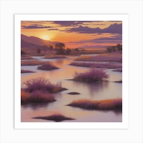 Leonardo Vision Xl The Sunset Over A River Is A Vibrant Displa 1 Art Print