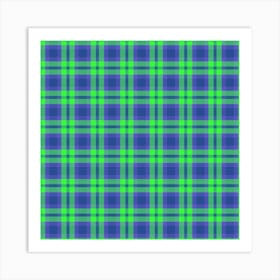 Green And Blue Plaid Fabric Art Print