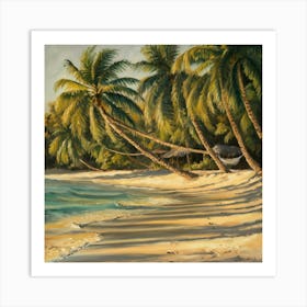 White Sand Beach With Palm Trees Art Print