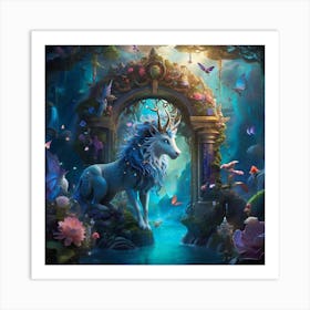 Unicorn In The Forest Art Print