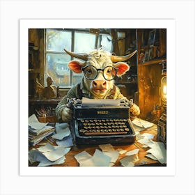 Funny Cow Writer Vintage 5 Art Print