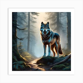 Wolf In The Woods Art Print