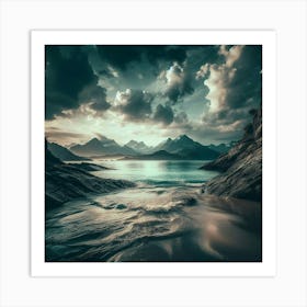 Sea Ocean Nature Beach Water Sky Travel Seascape Mountains Art Print