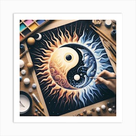 Yin Yang sun and moon 1 Art Print