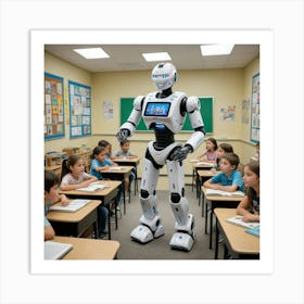 Robot In Classroom 13 Art Print