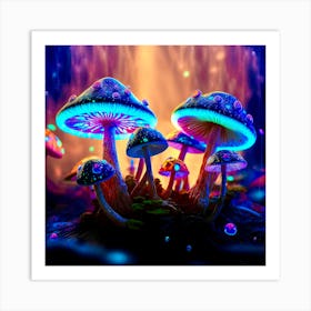 Mushrooms In The Forest Art Print