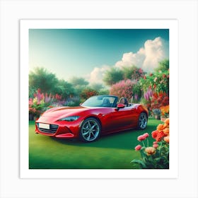 Sports Car in Garden Art Print