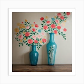 Two Vases With Flowers Art Print