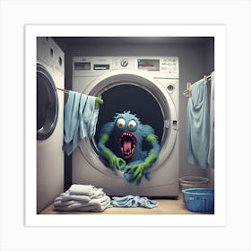 Monster In The Washing Machine Art Print