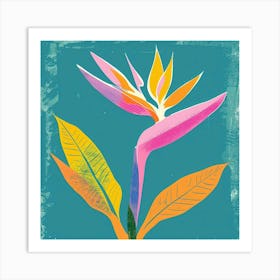 Bird Of Paradise 1 Square Flower Illustration Art Print