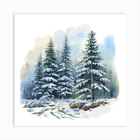 Watercolor Winter Scene 1 Art Print