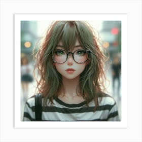 Anime Girl With Glasses 1 Art Print