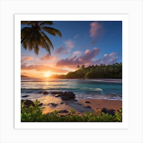 Sunset On The Beach Art Print