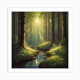 Stream In The Forest Art Print