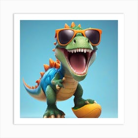 Cute Dinosaur With Sunglasses Art Print